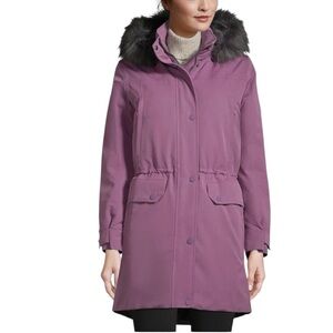 Lands' End Mauve Ski Jacket with Faux Fur Hood